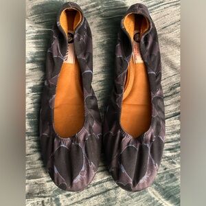 LANVIN Paris blue black satin ballet slippers 39, 9, EUC french chic ballet flat